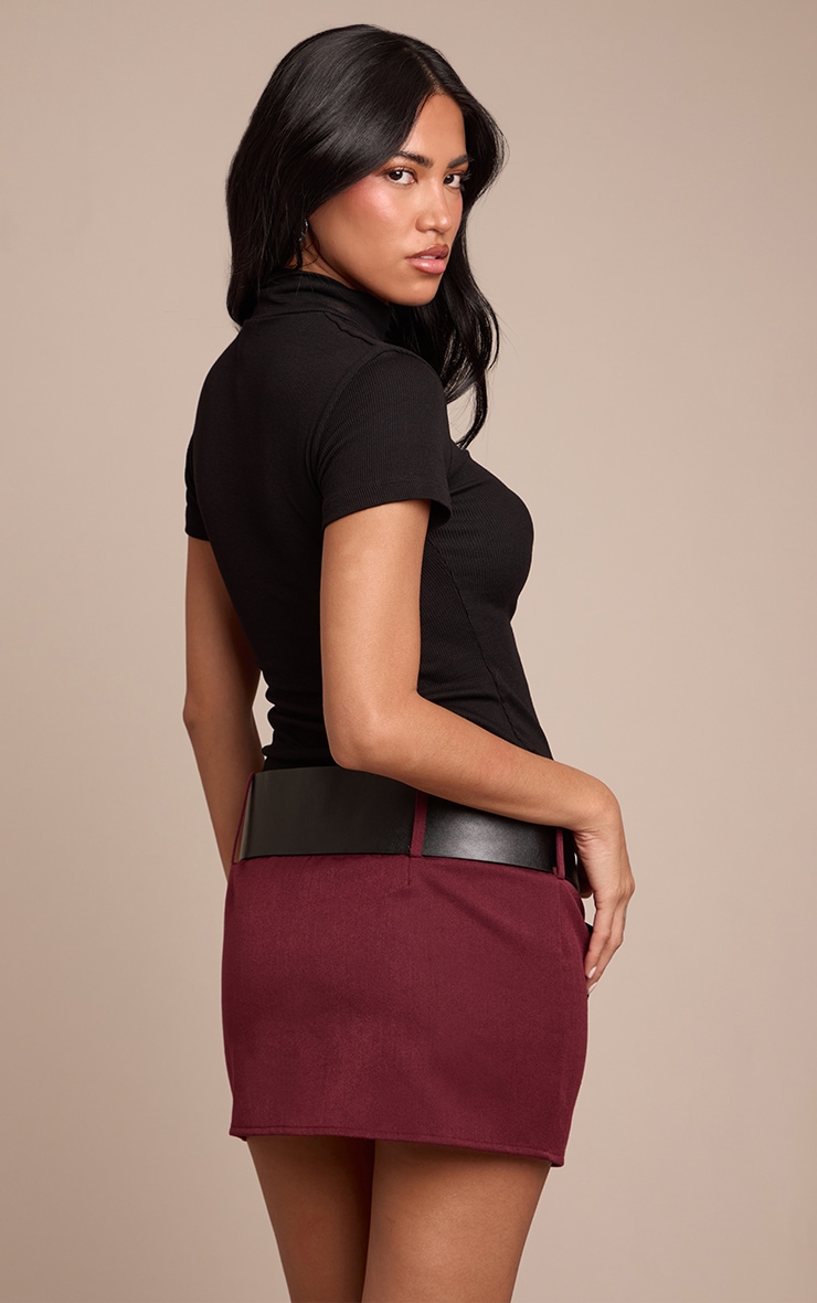 Plum Thick Belt Mini Skirt image 3
