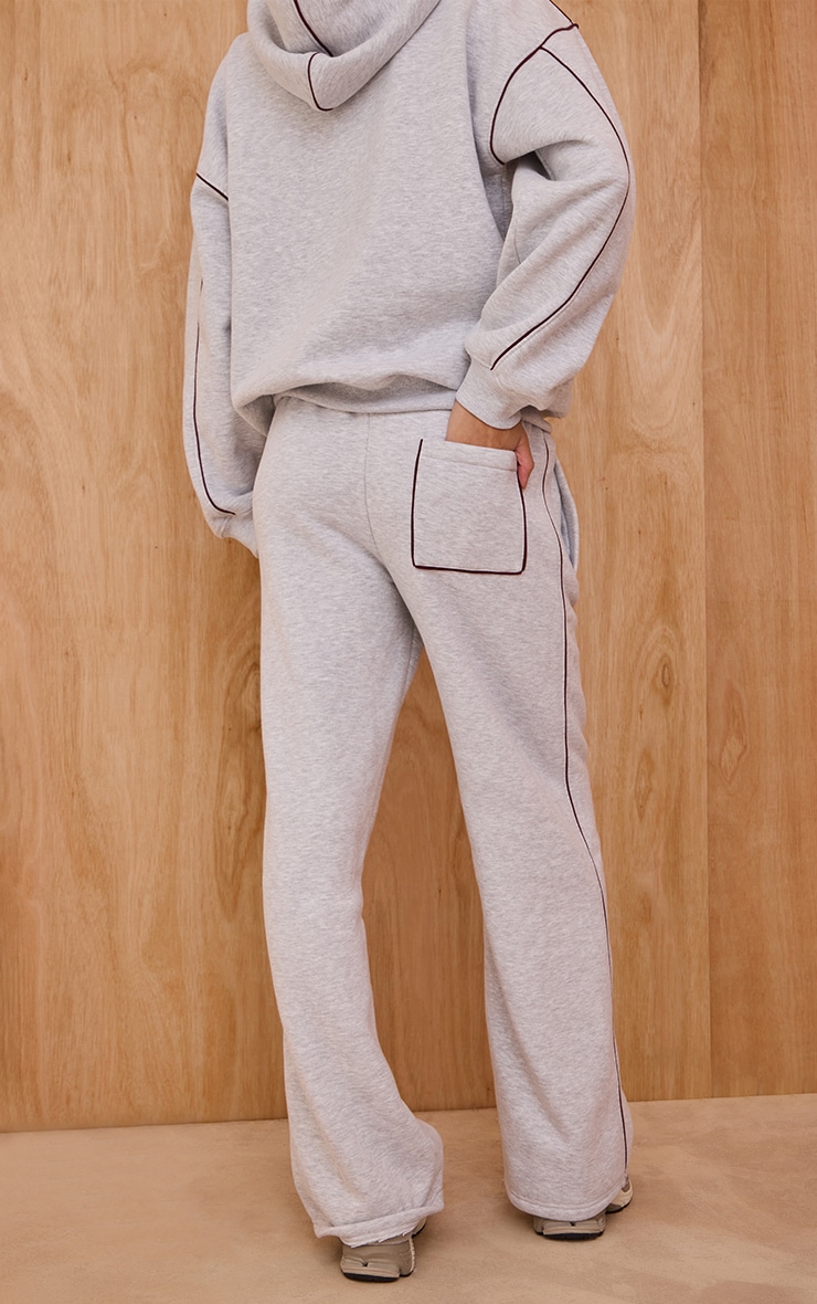 Ash Grey Contrast Seam Drawcord Straight Leg Sweatpant image 3