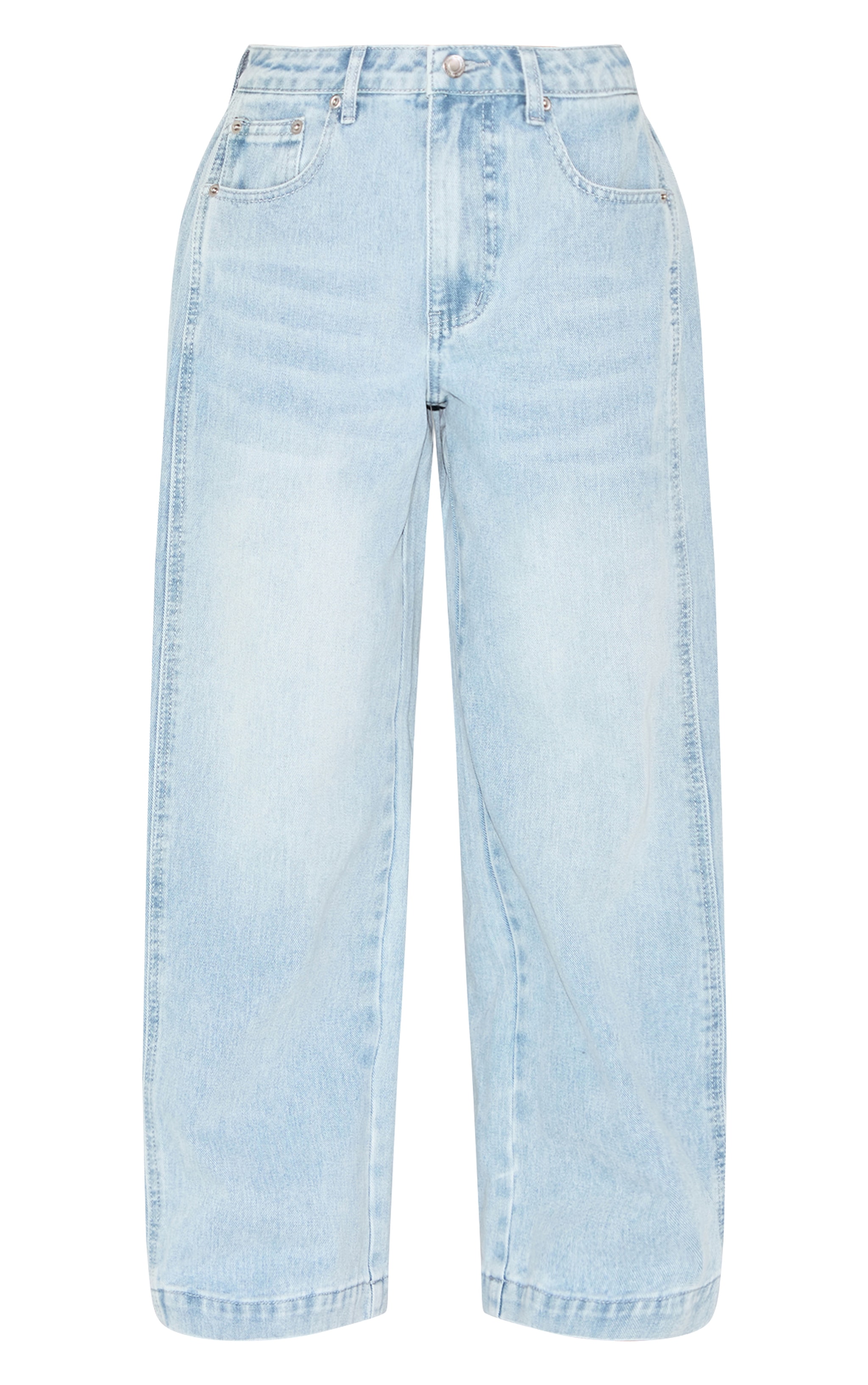 Petite Light Blue Denim Side Pleated Detail Wide Leg Jeans image 5