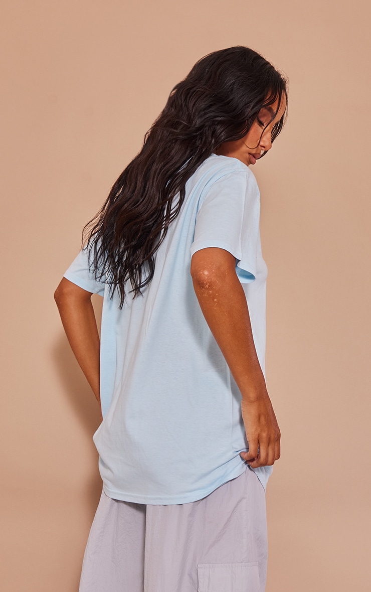 PRETTYLITTLETHING Steel Blue Chrome Printed T Shirt image 2