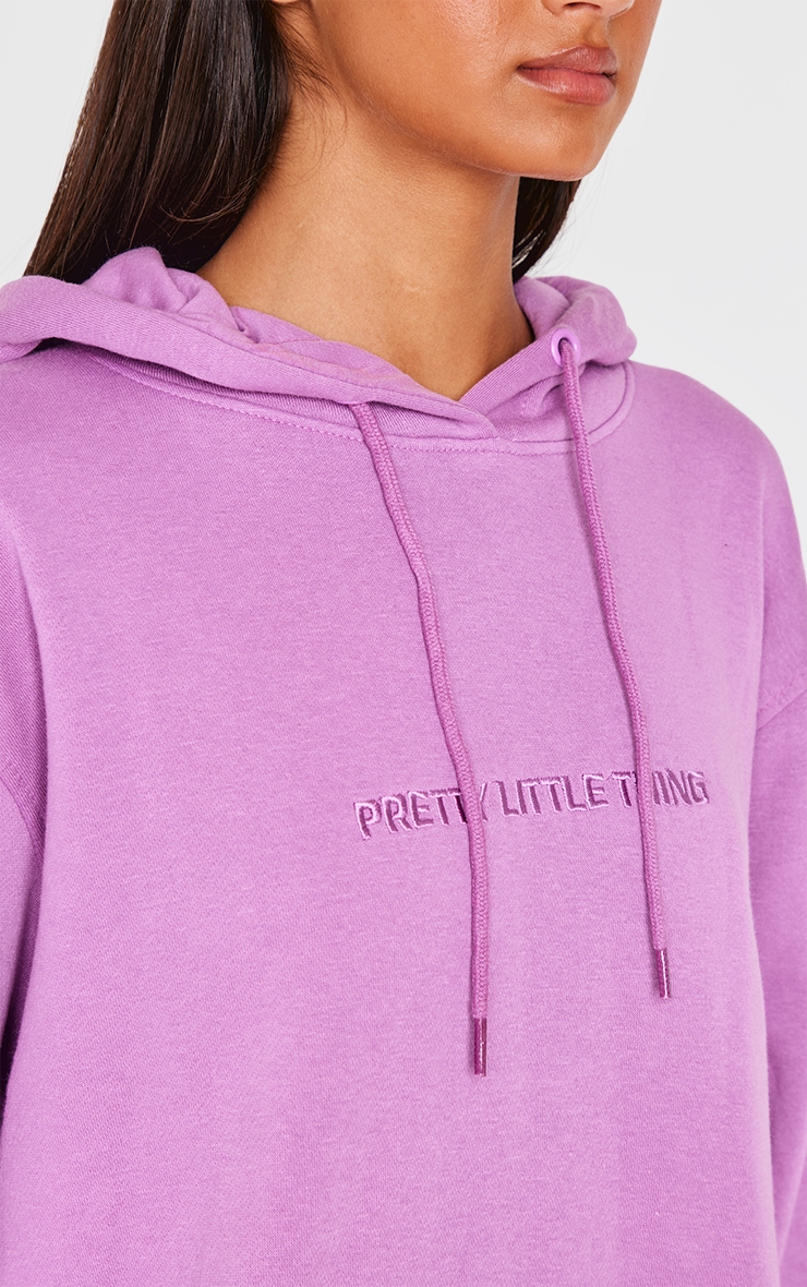 PRETTYLITLETHING Purple Graphic Embroidery Hoodie image 4