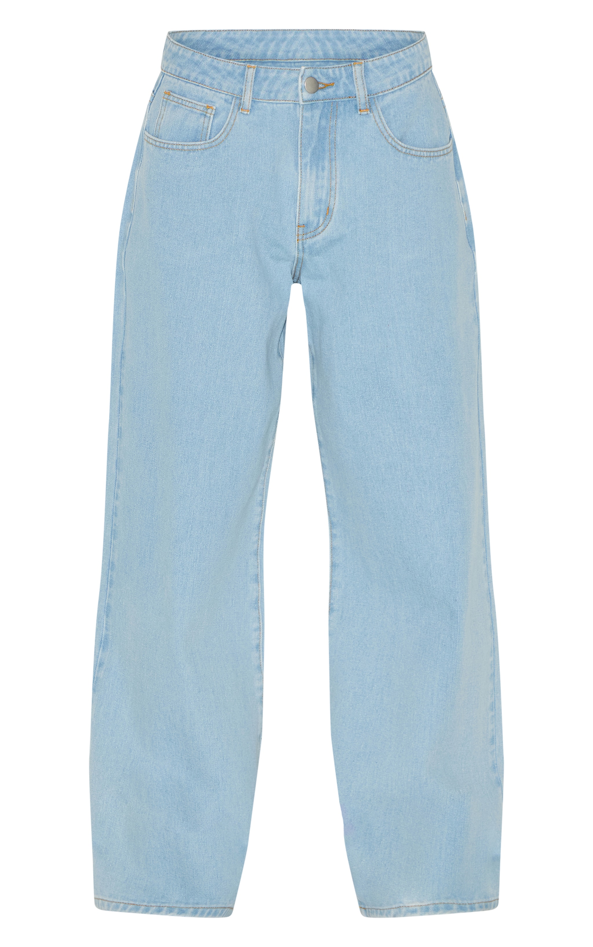 Jean large bleu clair à taille haute et coutures contrastantes image 5