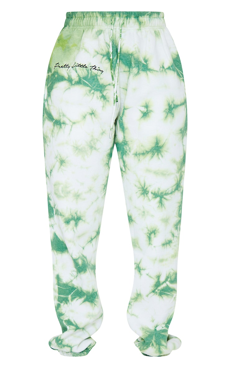 PRETTYLITTLETHING Petite Mint Tie Dye Embroidered Oversized Joggers