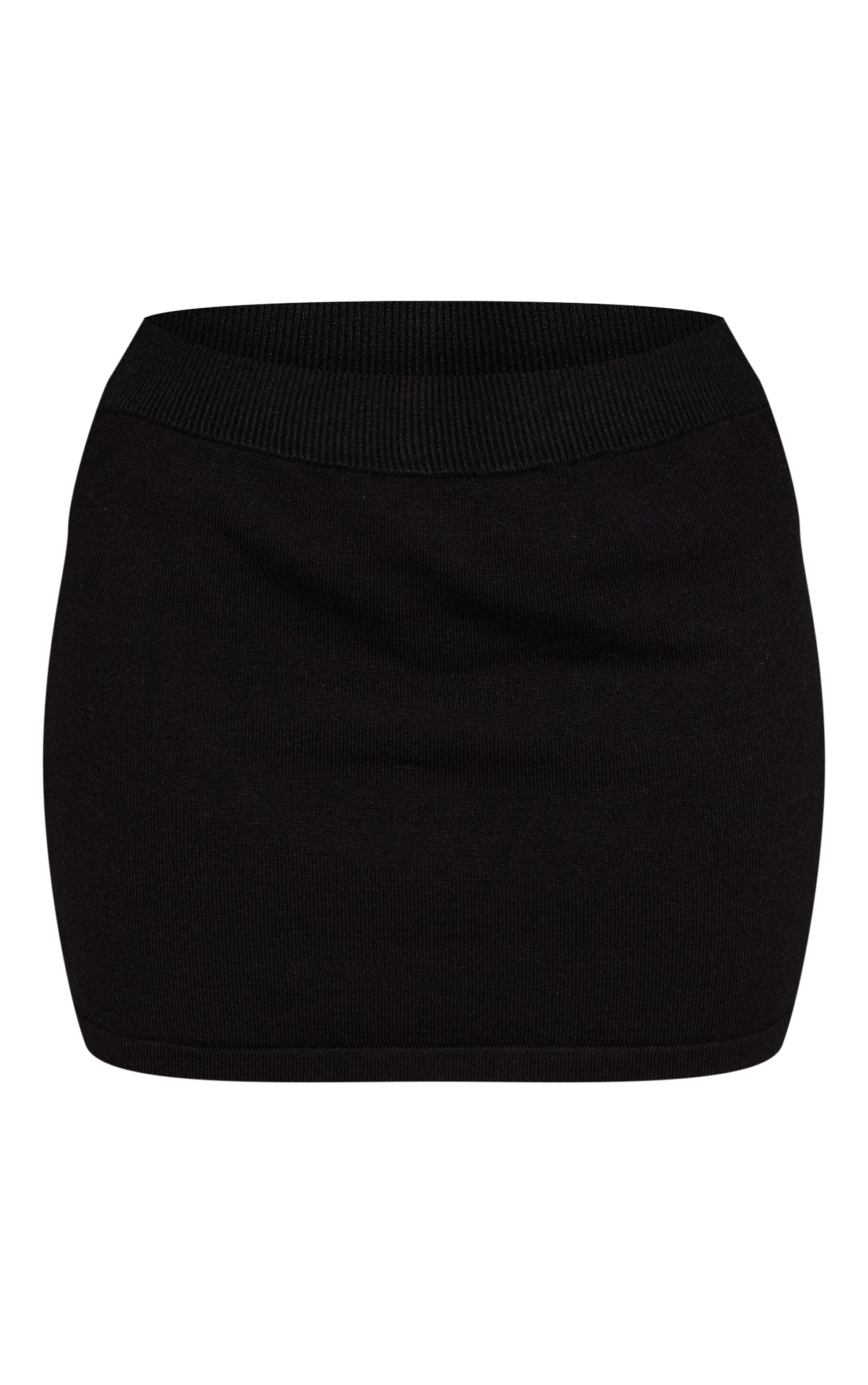 Petite Black Rib Waist Knitted Fitted Mini Skirt image 6