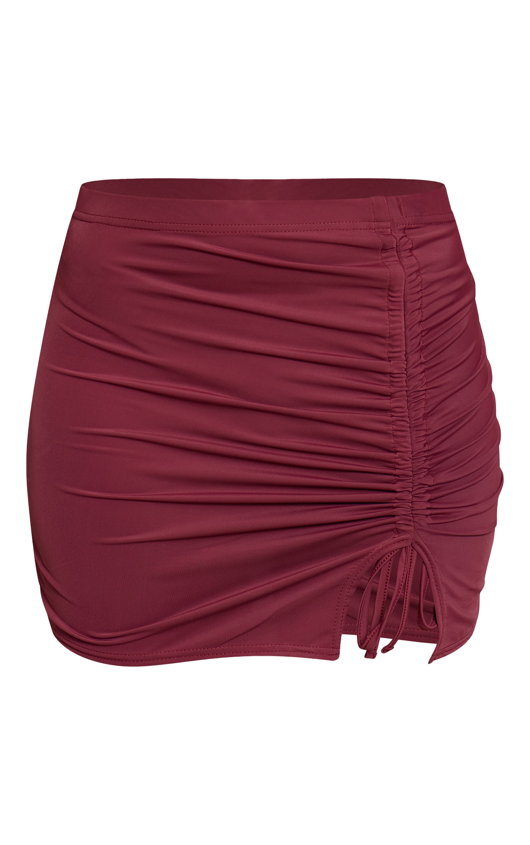Plum Matte Touch Ruched Side Mini Skirt  image 6