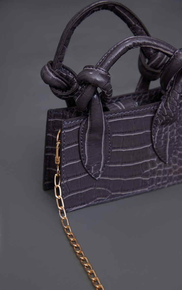 Grey Croc Pu Mini Grab Bag image 3