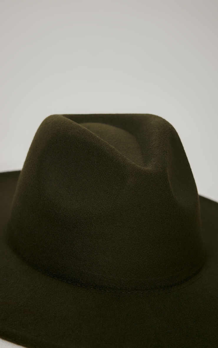 Khaki Wide Brim Fedora Hat image 3