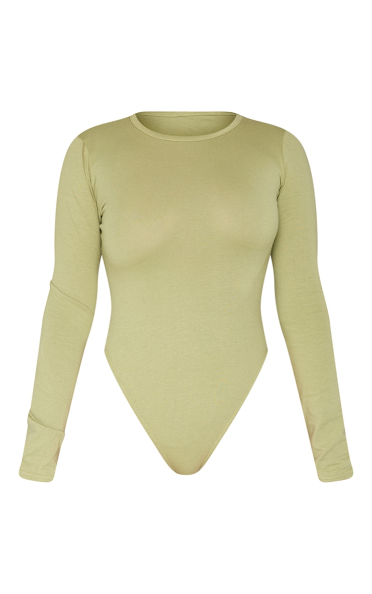 Olive Cotton Long Sleeve Bodysuit image 5
