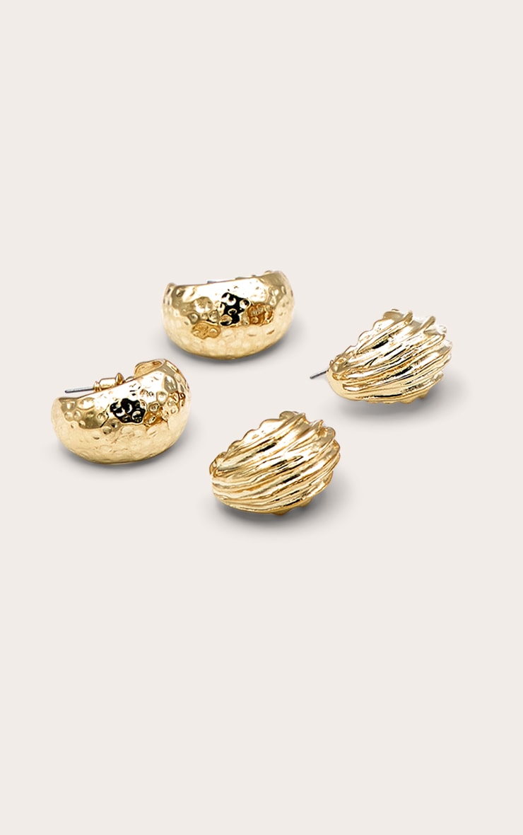 Boucles d'oreilles multi-pack texturées dorées image 1
