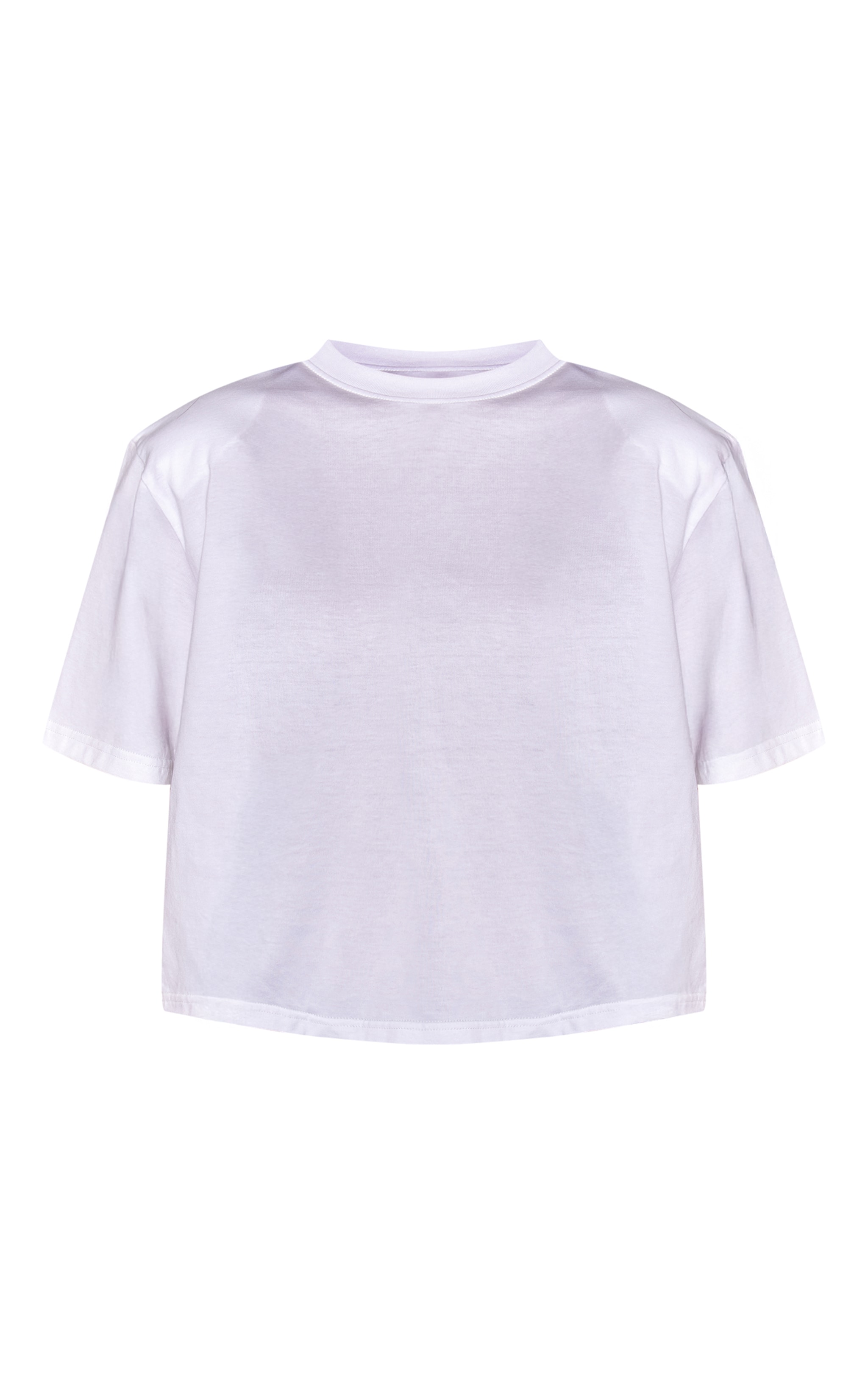 White Shoulder Detail Cropped Boxy T-Shirt image 5