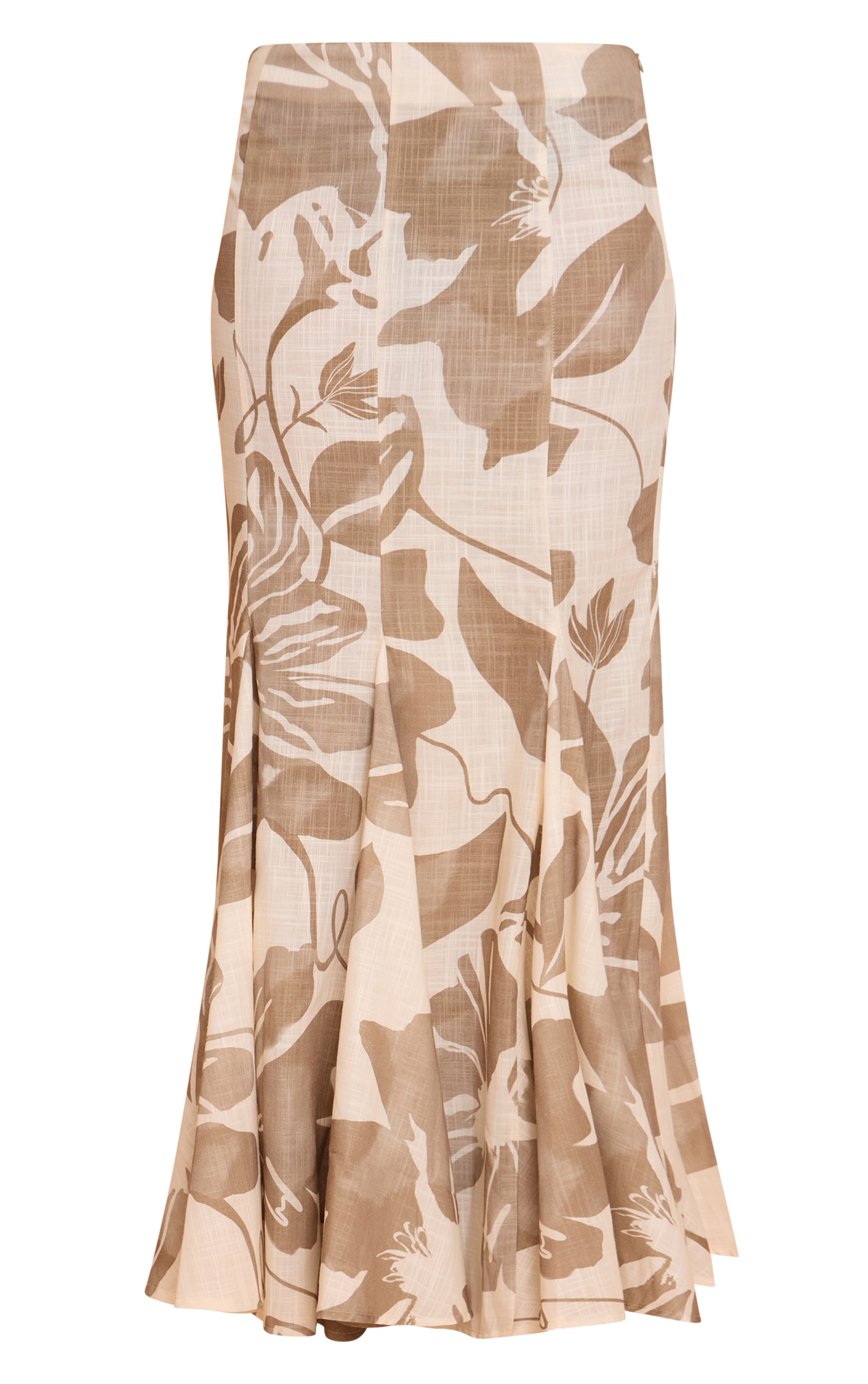 Sage Leaf Print Linen Fishtail Low Rise Maxi Skirt image 5