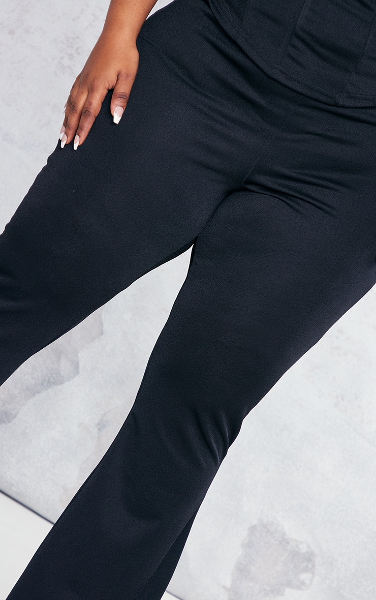 Plus Black Flare Leg High Waisted Pants image 4