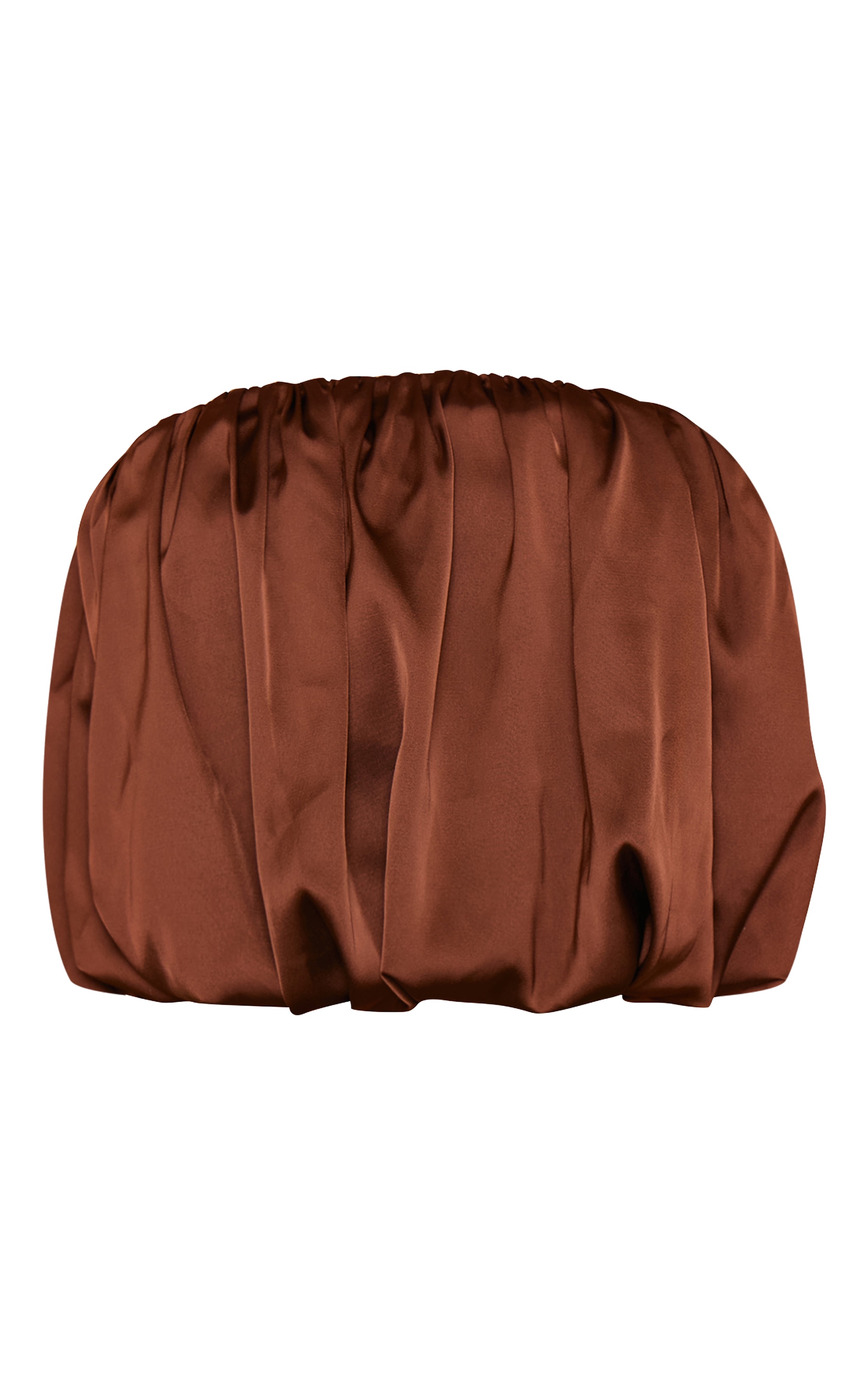 Chocolate Brown Satin Puffball Bandeau Top image 5