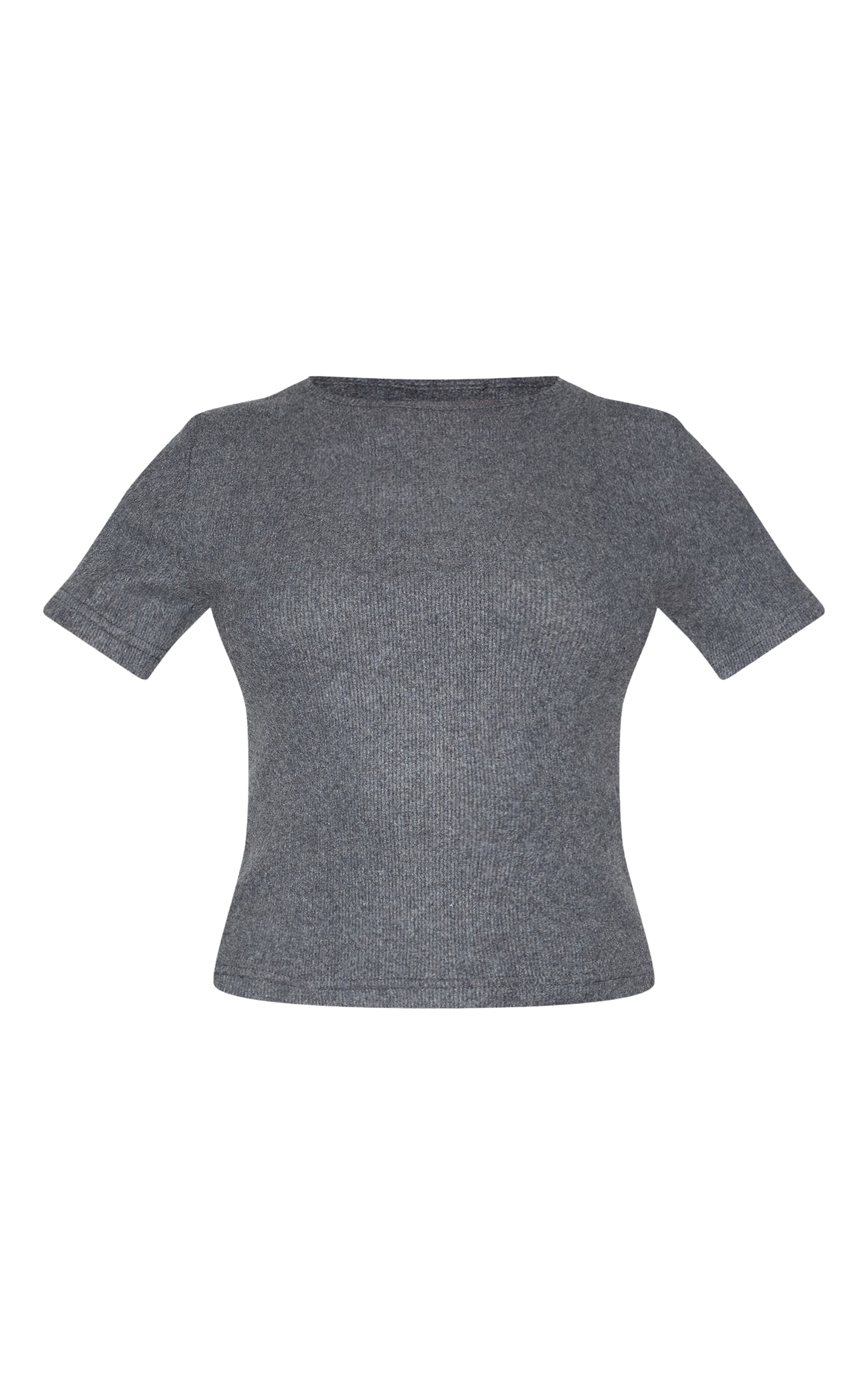 T-shirt ajusté côtelé brossé gris anthracite image 5
