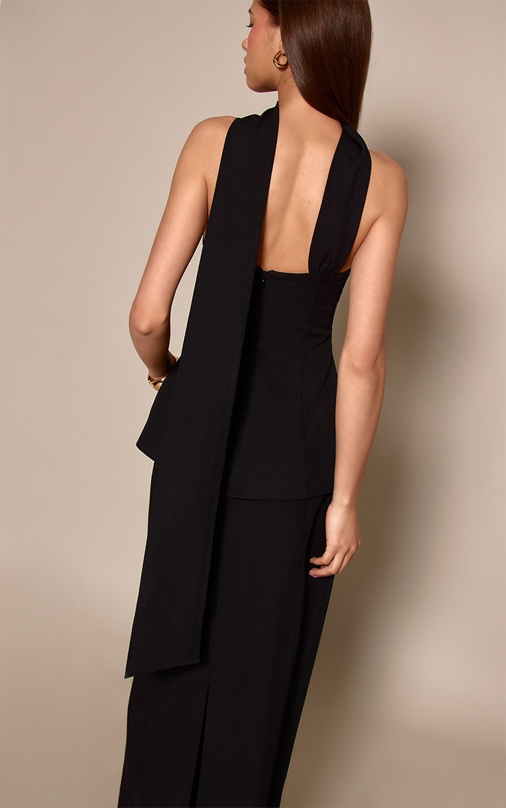 Black Tailored Split Hem Bandeau Top image 2