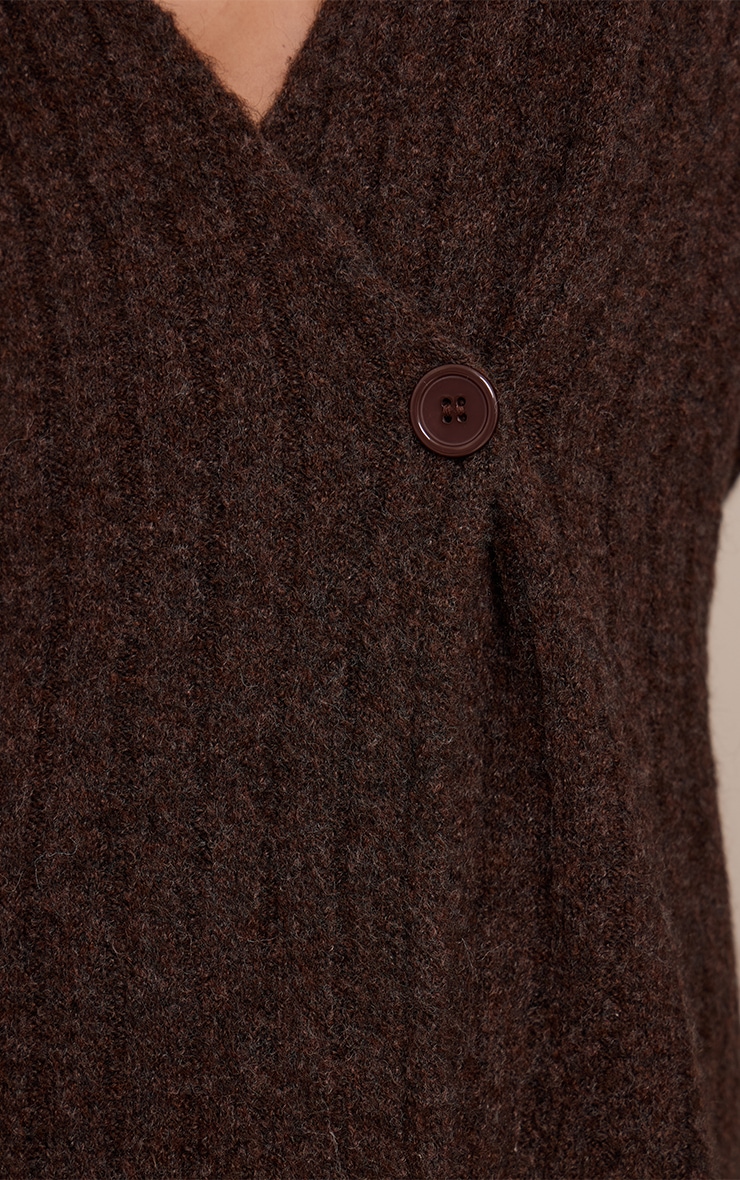 Tall Chocolate Hazel Knit Turn Up Cuff Cardigan  image 4