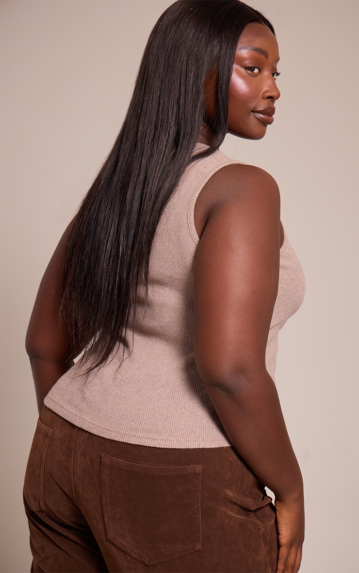 Plus Oatmeal Soft Touch Rib Square Neck Top image 2