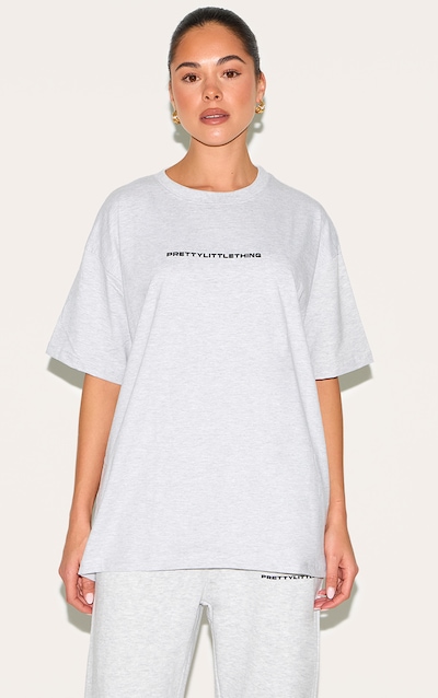 PRETTYLITTLETHING T-shirt gris cendré clair oversize à imprimé