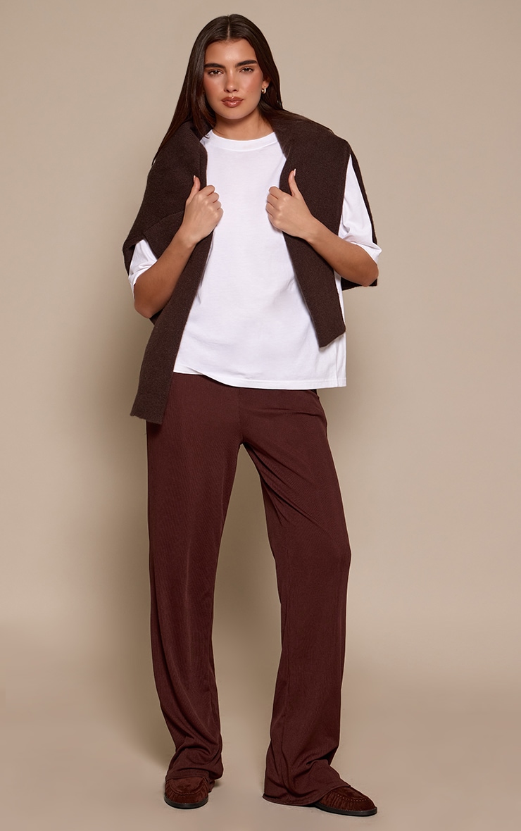 Chocolate Boyfriend Style Wide Leg Trouser image 1