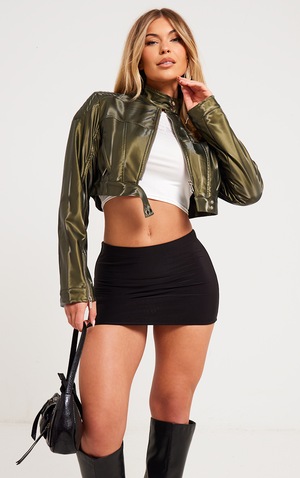 Khaki Biker Loose Fit Coat