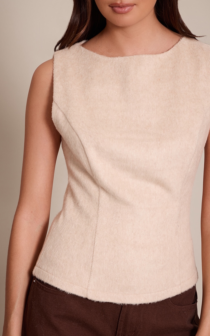 Sand Brushed Wool Fitted Boatneck Top  image 4