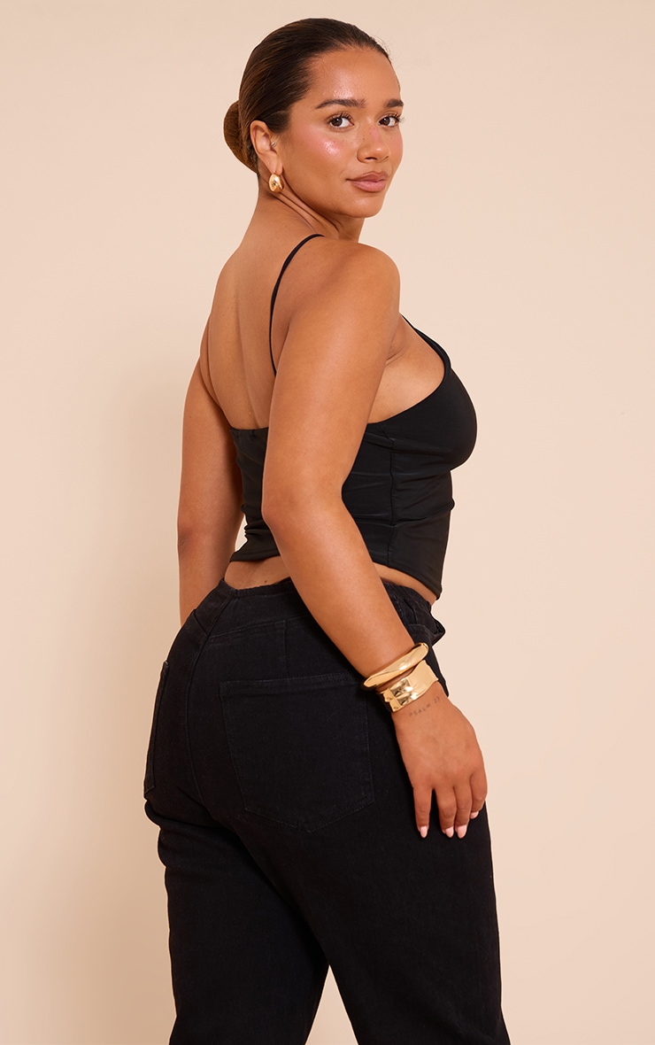 Shape Black Slinky Strappy Halterneck Top image 2