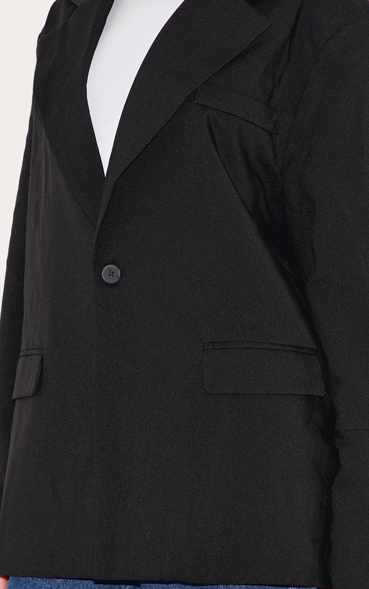 Black Boxy Drop Shoulder Oversized Dad Blazer image 4