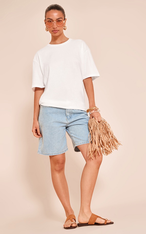 White Lobster Print Boxy Fit Top