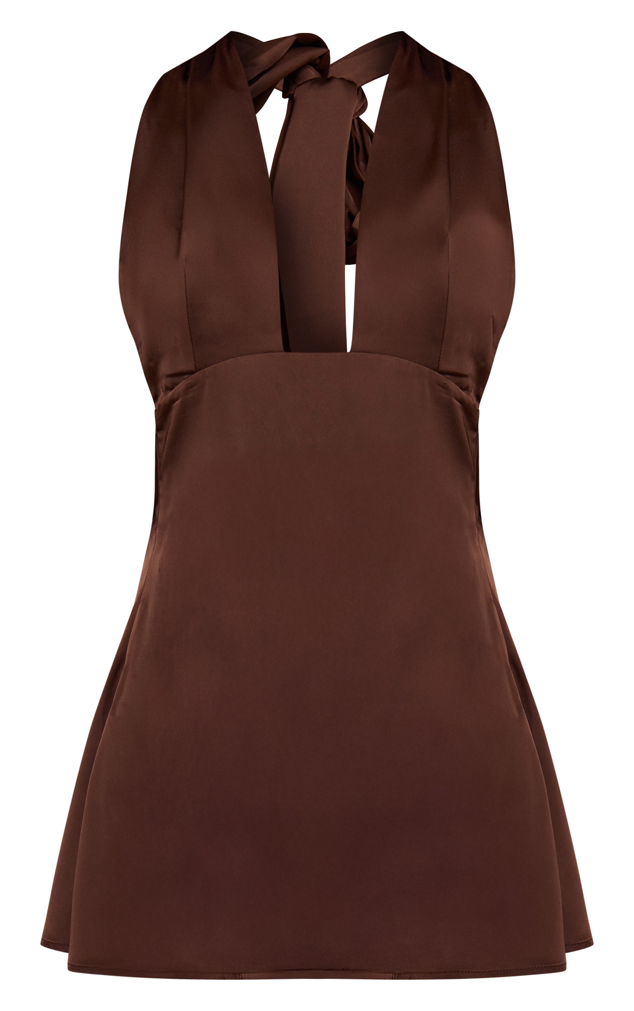 Mini robe droite satinée chocolat à dos nu image 5
