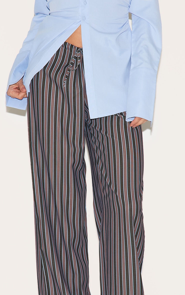 Pantalon large en coton bleu marine à rayures et bande fine sur la taille image 4