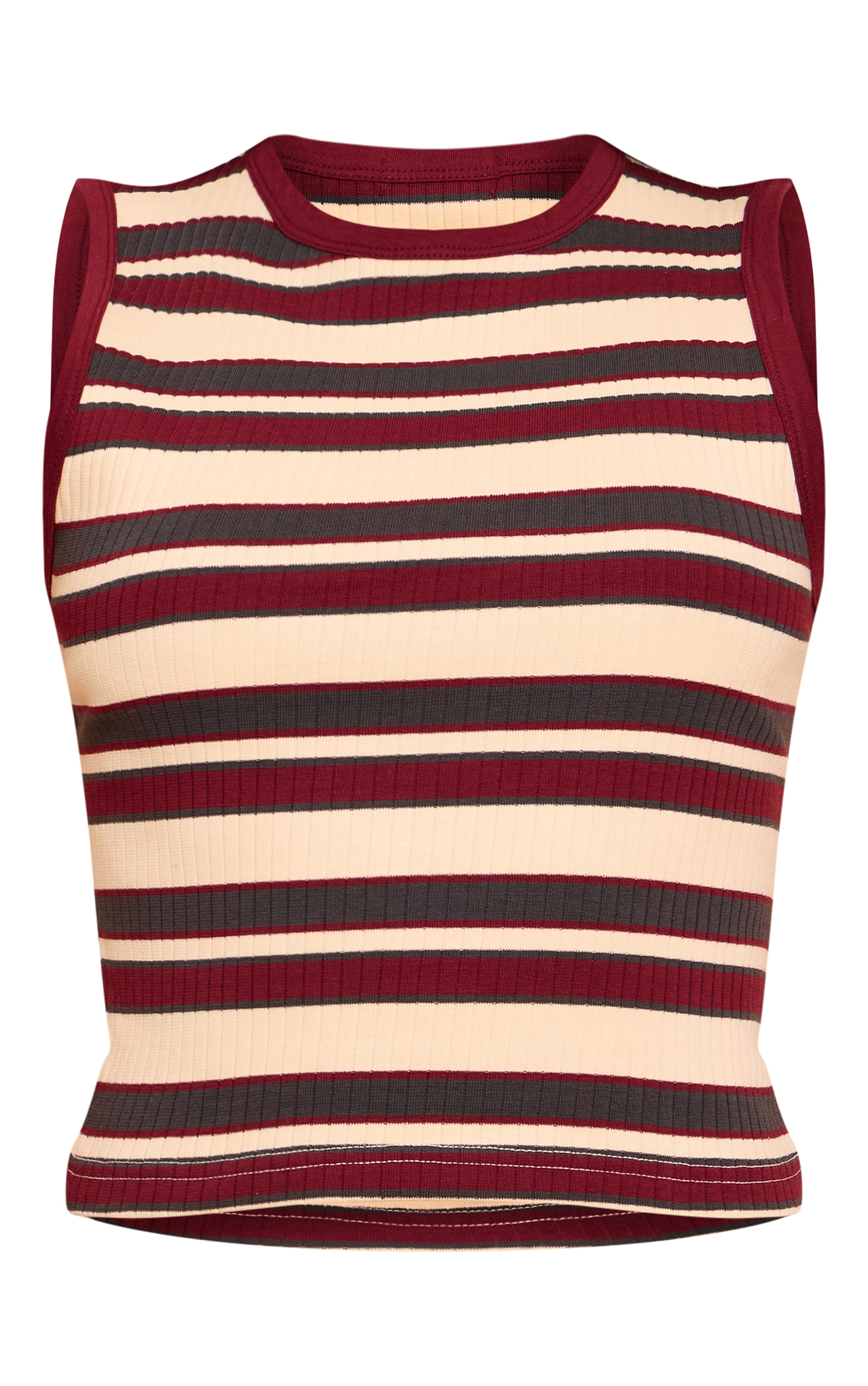 Burgundy Striped Rib Long Vest Top image 5