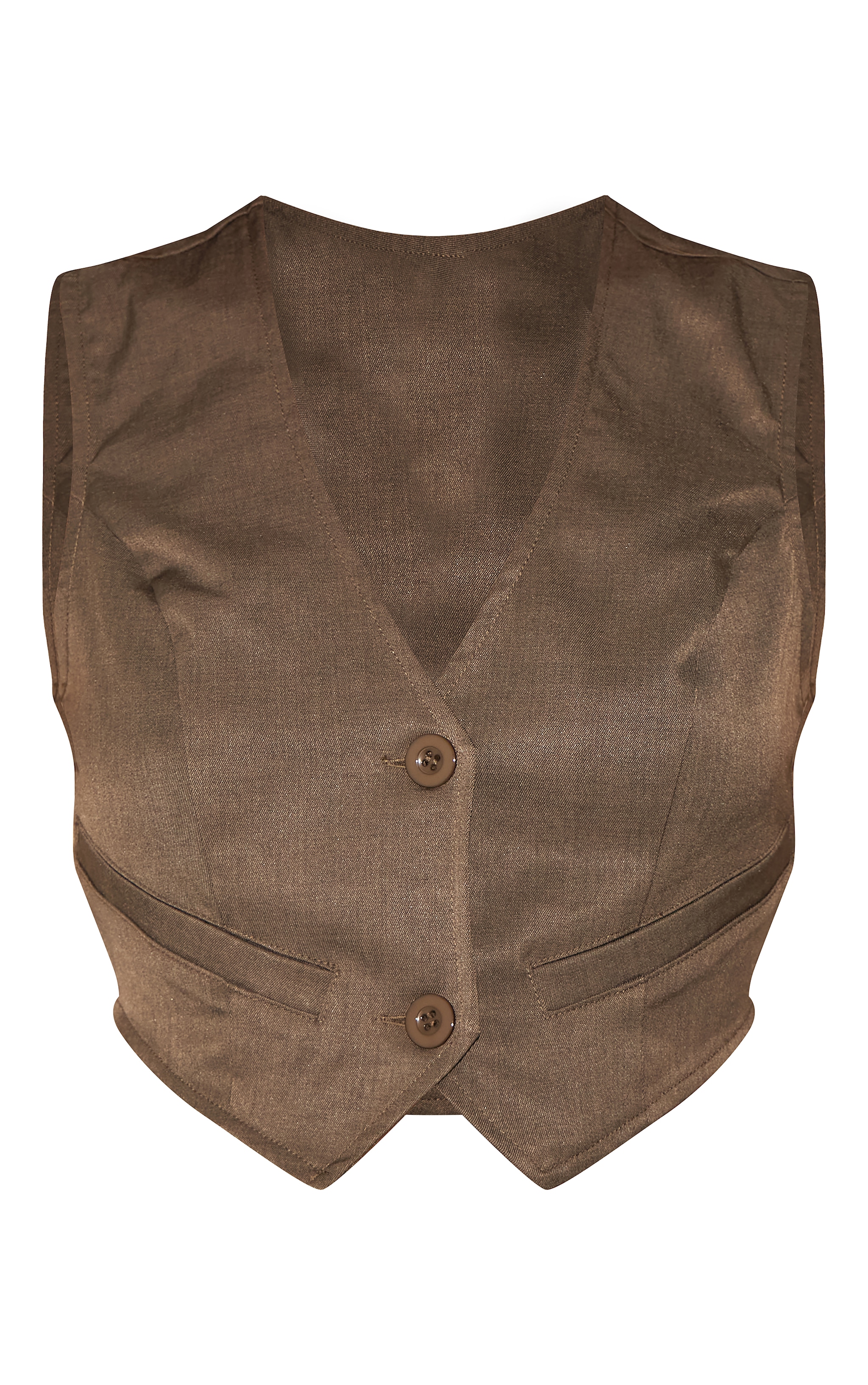 Grey Woven Belted Detail Suit Vest Top image 5
