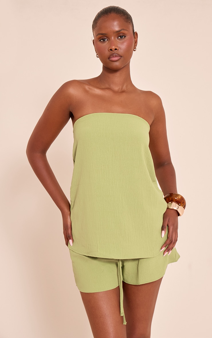 Lime Green Woven Long Bandeau Top image 1