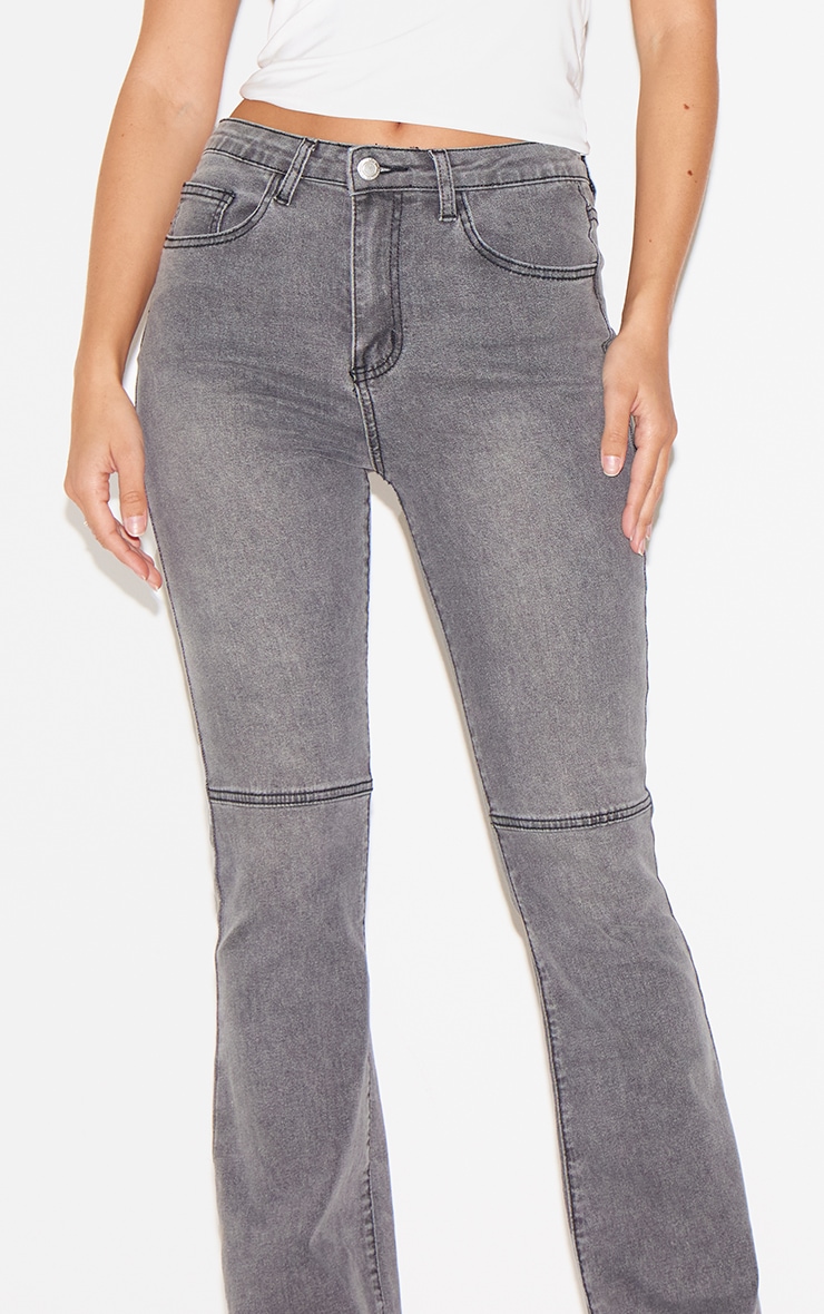 Grey Seam Detail Flared Jeans image 4