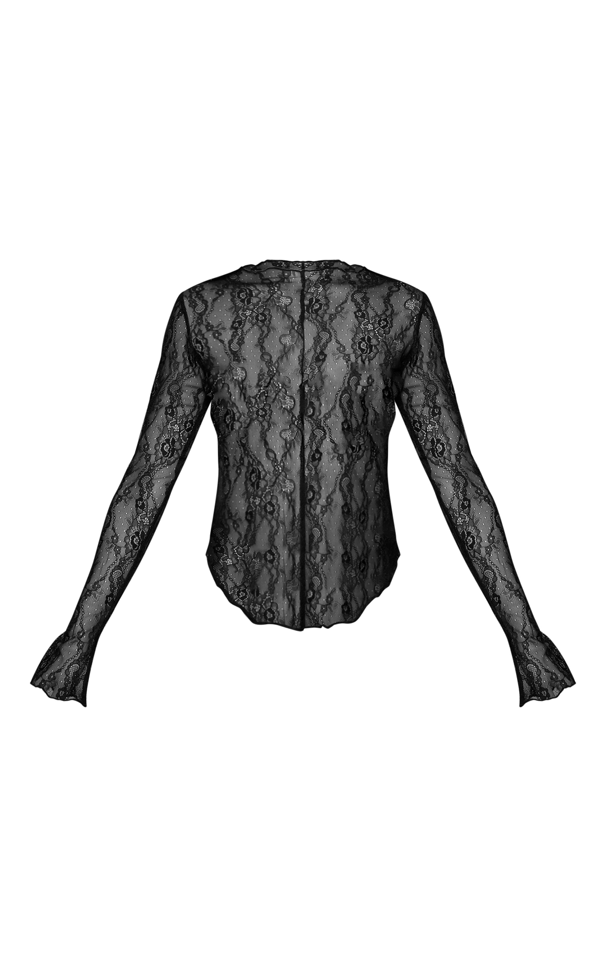 Black Long Sleeve Delicate Lace Top image 5