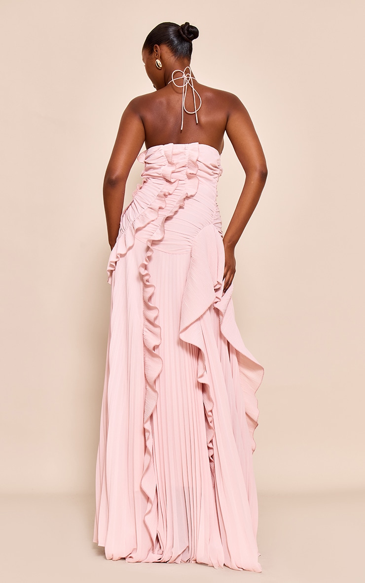 Blush Pleated Frill Halterneck Maxi Dress image 2