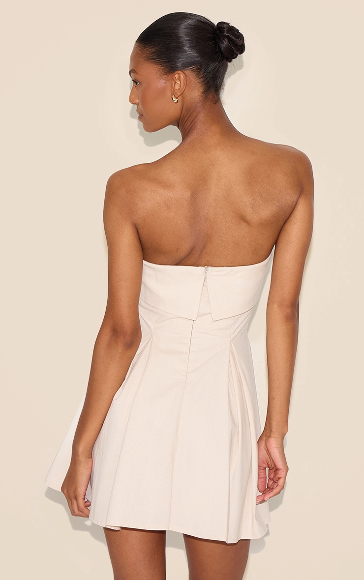 Natural Linen-Blend Bandeau Fold Over Shift Dress image 2