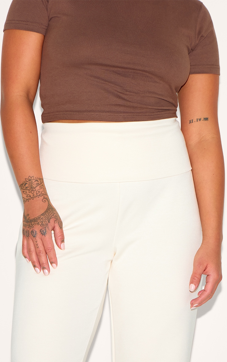 Plus Cream Premium Foldover Soft Touch Yoga Flares image 4