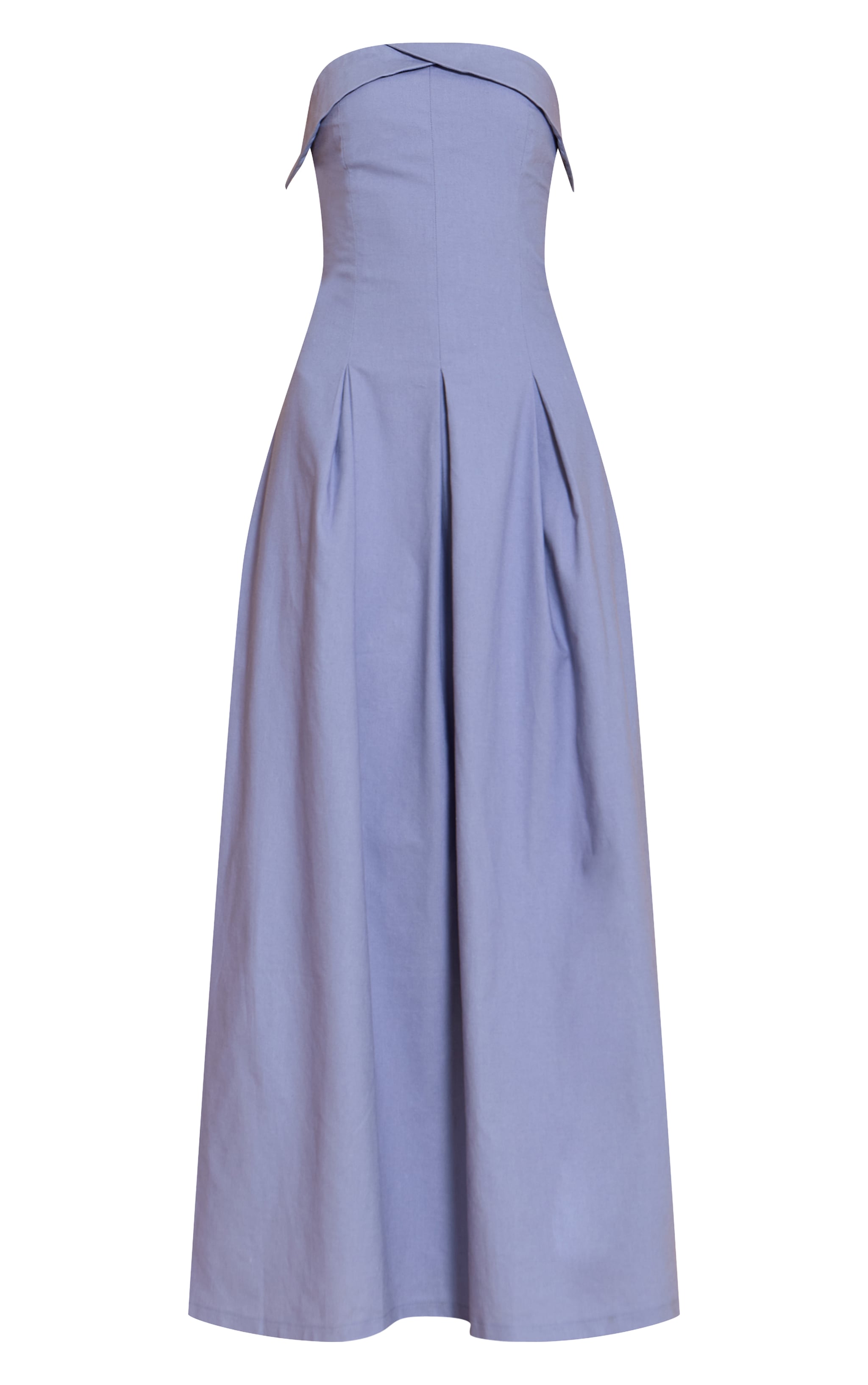 Light Blue Bandeau Pleated Midaxi Dress image 5