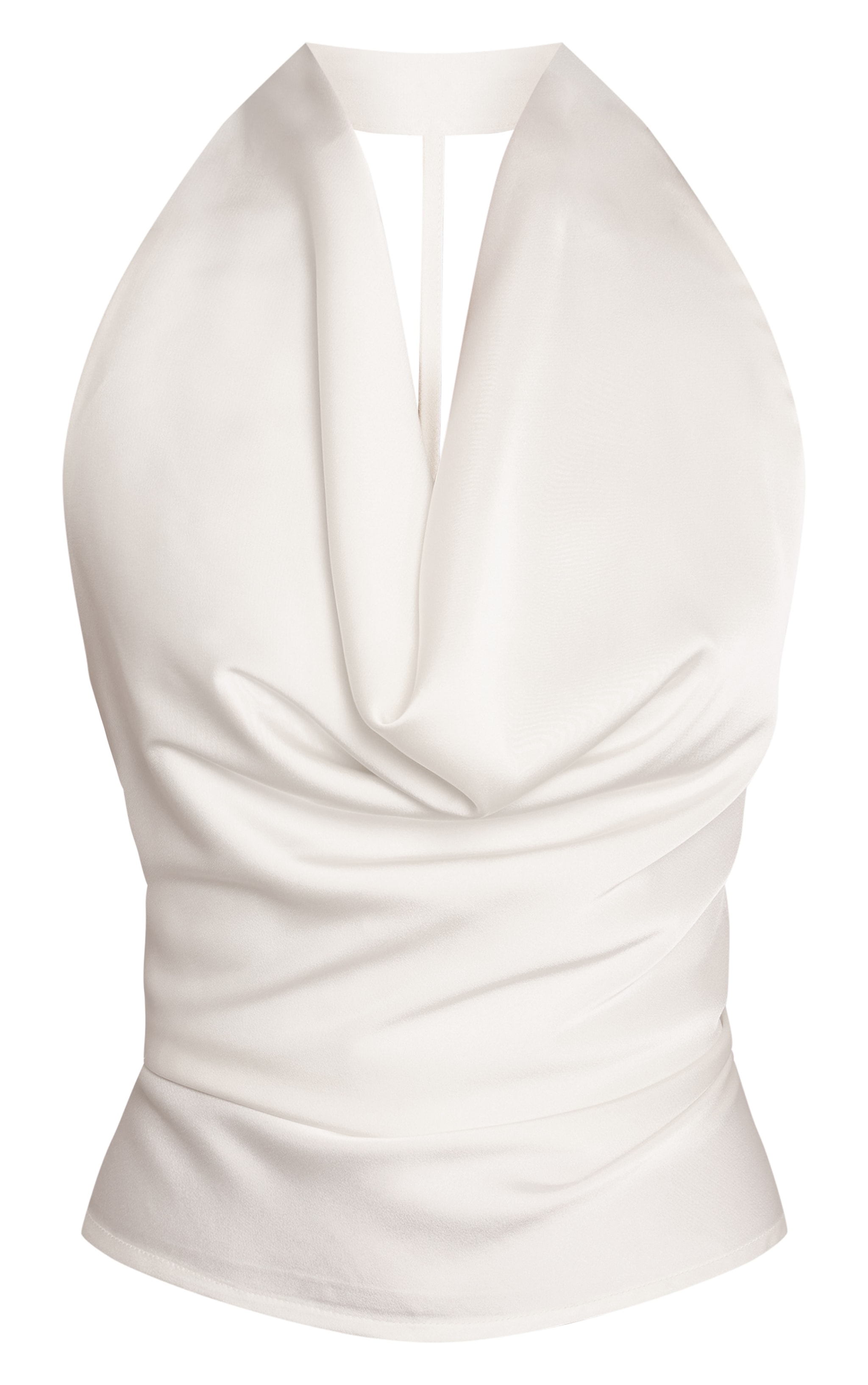 Cream Satin Longline Cowl Neck Top image 5