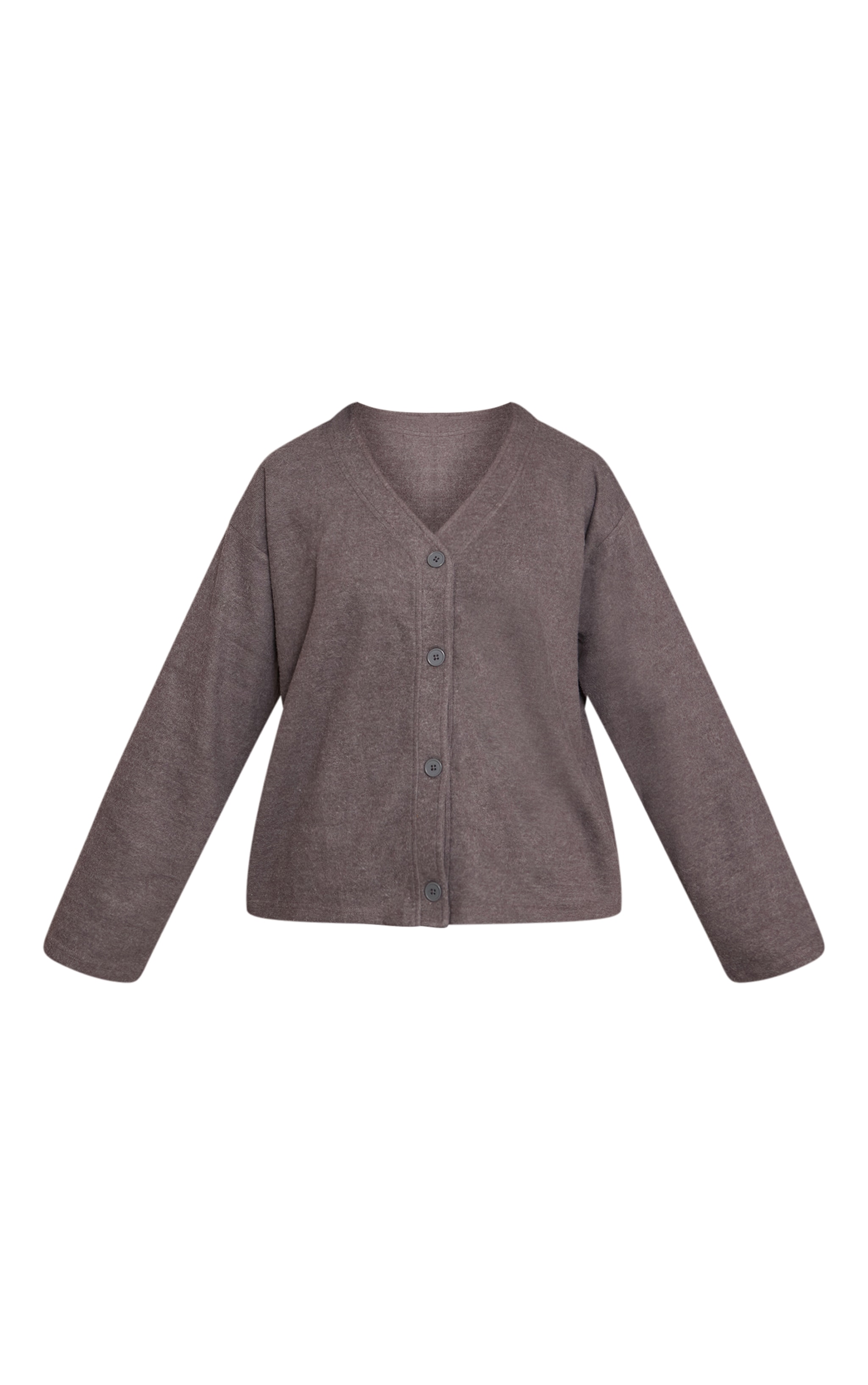 Charcoal Grey Brushed Soft Touch Boxy Cardigan image 5