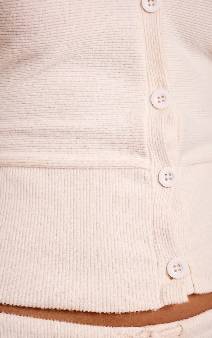 Ecru Soft Ribbed Button Up Cardigan image 4