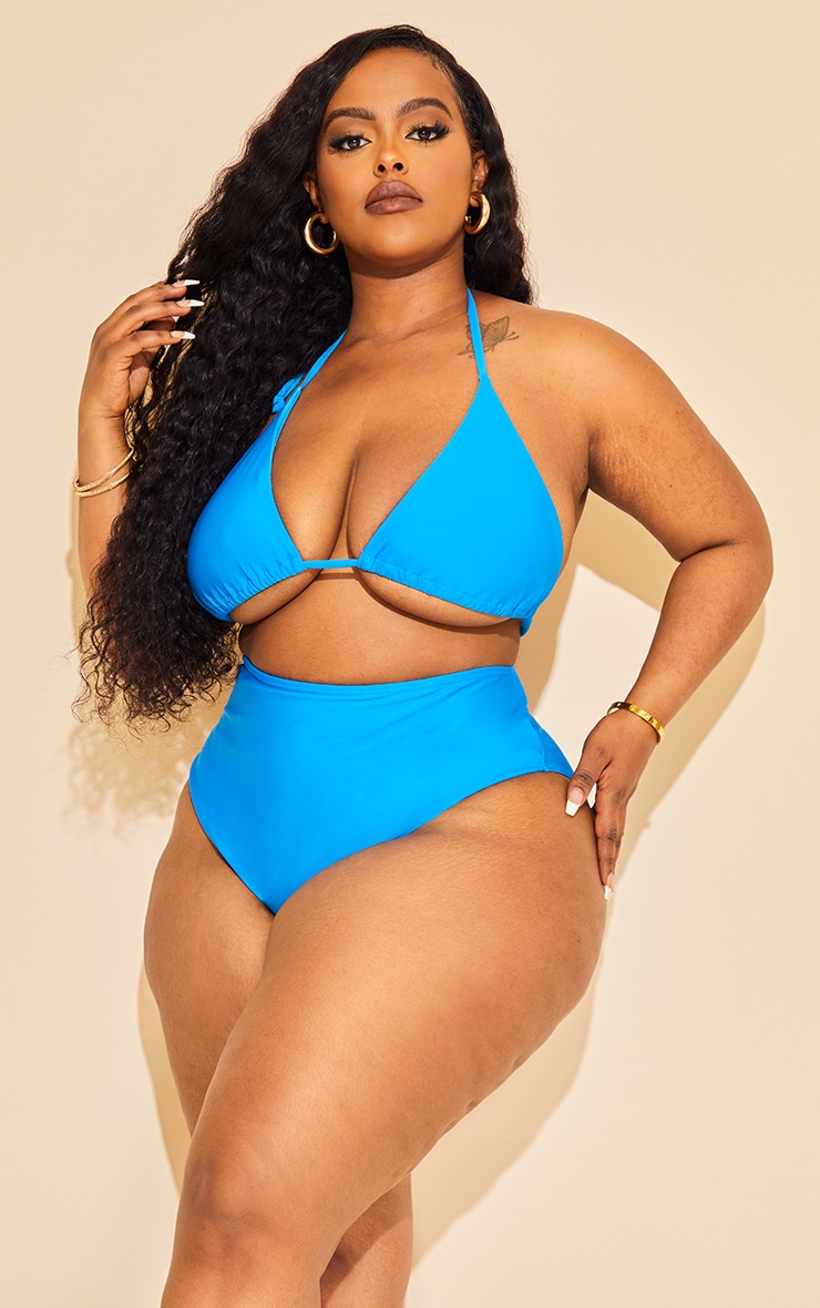 Plus Bas de maillot de bain bleu vif à taille haute Mix & Match image 2