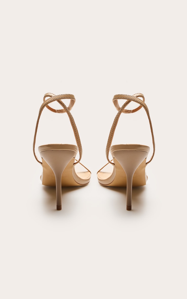 Nude Pu Point Toe Barley There Stiletto Heeled Sandals image 4