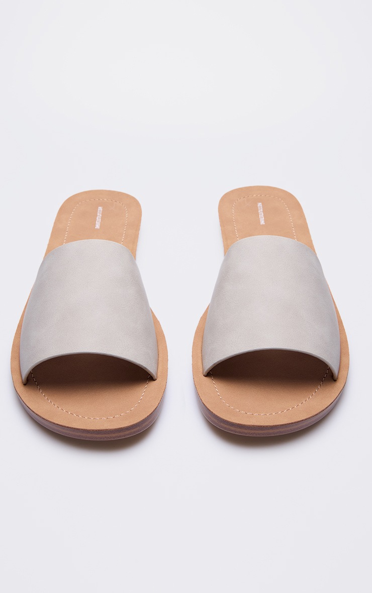 Stone Pu Round Toe Basic Mule Flat Sandals image 3