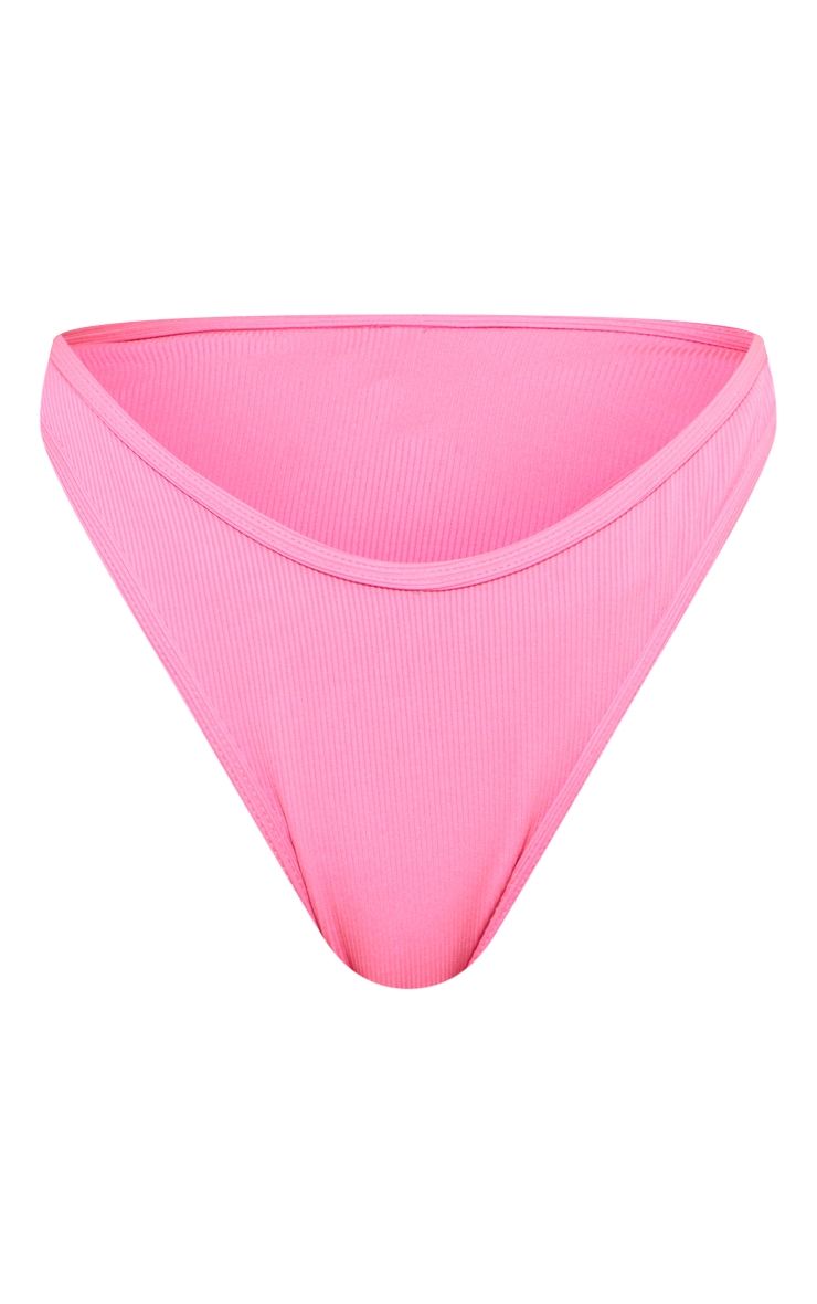 Hot Pink Ribbed V Front Bikini Bottoms PrettyLittleThing QA