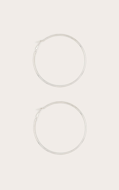 Silver 80mm Large Hoop Earrings