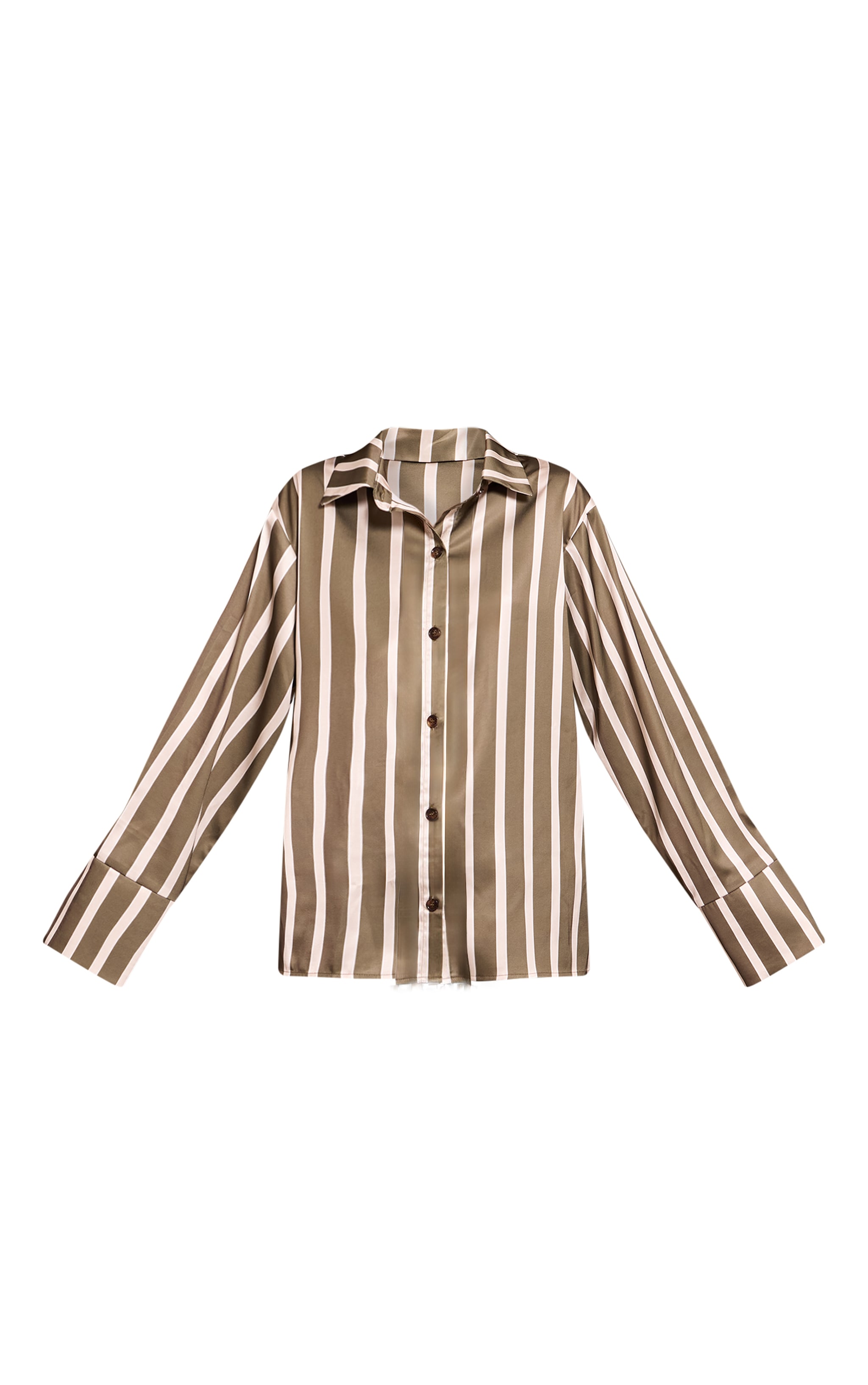 Khaki Satin Pinstripe Shirt image 5