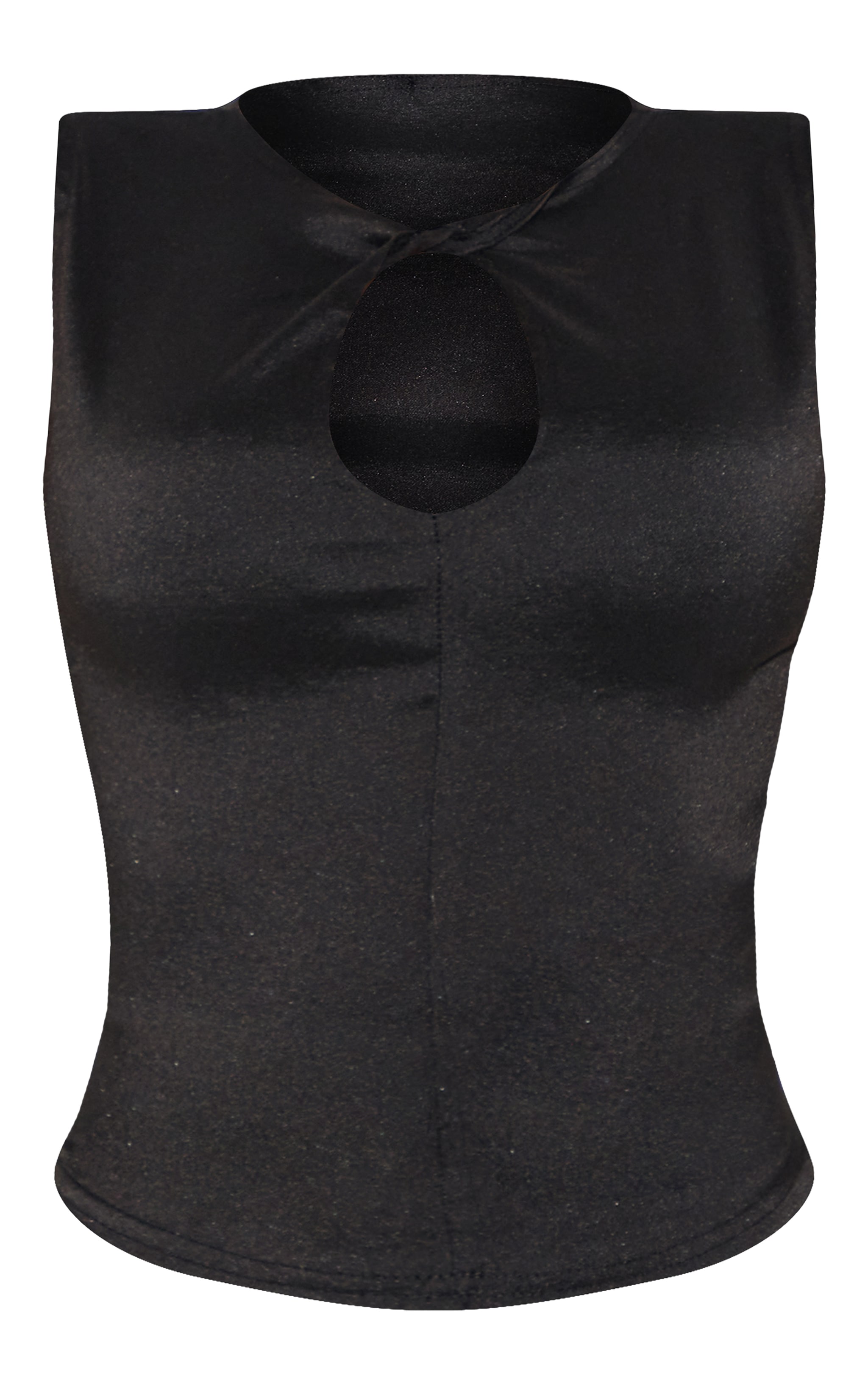 Shape Top tissé stretch noir à découpe goutte d'eau torsadée image 5