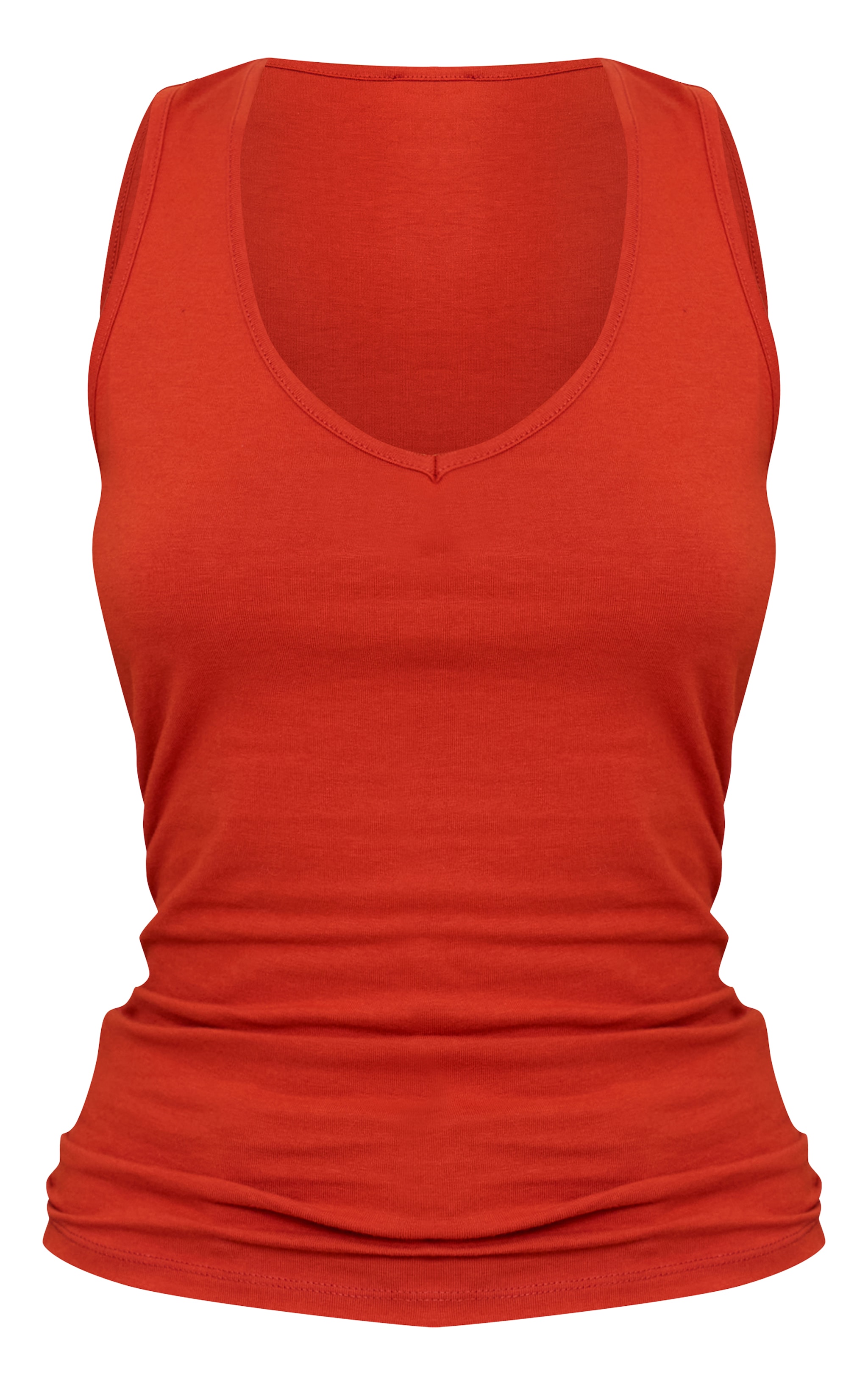 Rust Soft Cotton V Neck Vest Top image 5